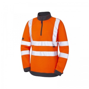 Leo Workwear SSL01 Elberry Women's Orange 1/4 Zip Hi-Vis Sweatshirt