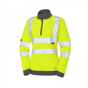 Leo Workwear EcoViz SSL01 Elberry Women's Yellow 1/4 Zip Hi-Vis Sweatshirt