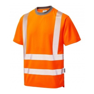 Leo Workwear T03 Larkstone Coolviz Plus Hi-Vis Orange T-Shirt