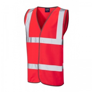 Leo Workwear W01 Tarka Red Hi-Vis Vest