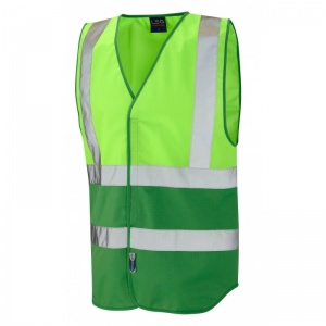 Leo Workwear W05 Pilton Dual Colour Lime and Green Reflective Waistcoat Vest