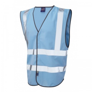 Leo Workwear W05 Pilton Sky Blue Reflective Waistcoat Vest
