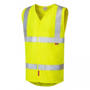 Leo Workwear EcoViz W19 Clifton LFS Flame Retardant Anti-Static Yellow Hi-Vis Vest