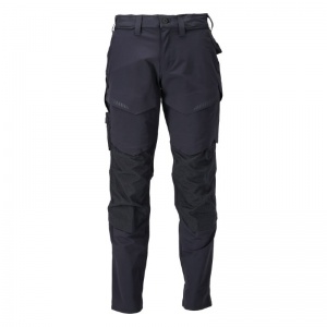 Mascot Water-Repellent Stretch Work Trousers with Knee Pad Pockets (Navy)