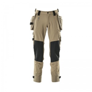Mascot Advanced Stretch Work Trousers with Holster and Knee Pad Pockets (Khaki)