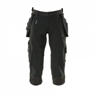 Mascot Advanced Water-Repellent 3/4 Work Trousers with Holster and Knee Pad Pockets (Black)