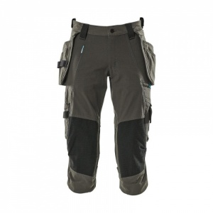 Mascot Advanced Water-Repellent 3/4 Work Trousers with Holster and Knee Pad Pockets (Grey)