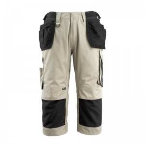 Mascot Unique Lightweight 3/4 Work Trousers with Holster Pockets and Knee Pad Pockets (Khaki)