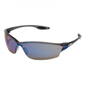 MCR Law 2 Blue Mirror Scratch-Resistant Wraparound Safety Glasses