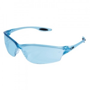 MCR Law 2 Light Blue Scratch-Resistant Wraparound Safety Glasses