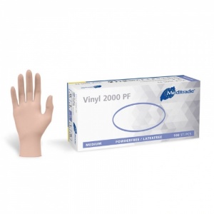 Meditrade Vinyl 2000 PF Clear Disposable Food-Safe Gloves (Box of 100)