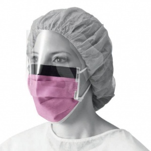 Medline Level 3 Fluid-Resistant Procedure Face Mask with Eyeshield (Box of 100 Masks)