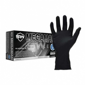 Megaman N66088 Disposable Powder-Free Black Nitrile Gloves