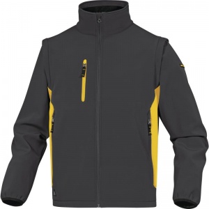Delta Plus MYSEN2 Grey and Yellow Softshell Jacket with Removable Sleeves