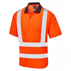 Leo Workwear P01 Croyde EcoViz Hi-Vis Orange Polo Shirt