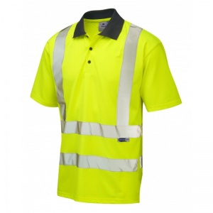 Leo Workwear P02 Rockham EcoViz Hi-Vis Yellow Polo Shirt