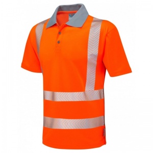 Leo Workwear EcoViz P03 Woolacombe Coolviz Plus Hi-Vis Orange Polo Shirt
