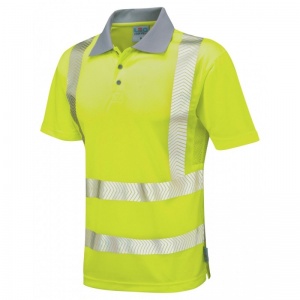 Leo Workwear EcoViz P03 Woolacombe Coolviz Plus-Hi-Vis Yellow Polo Shirt