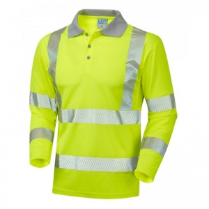 Leo Workwear EcoViz P08 Barricane Coolvis Plus-Hi-Vis Yellow Polo Sleeved Shirt