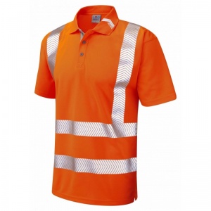 Leo Workwear P09 Broadsands Coolviz Ultra Hi-Vis Orange Polo Shirt with Collar