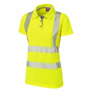 Leo Workwear EcoViz PL03 Pippacott Women's Coolviz Plus-Hi-Vis Yellow Polo Shirt