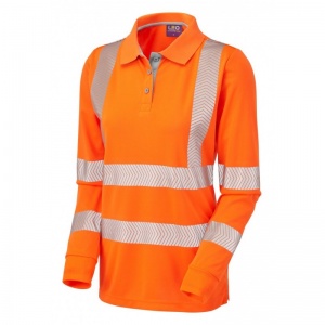Leo Workwear EcoViz PL08 Pollyfield Orange Women's Coolviz Hi-Vis Polo Sleeved Shirt