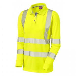 Leo Workwear PL08 Pollyfield Women's Coolviz Hi-Vis Yellow Polo Sleeved Shirt