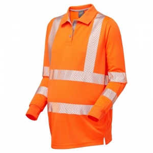 Leo Workwear EcoViz PM08 Yarnacott Women's Maternity Coolviz Hi-Vis Orange Sleeved Polo