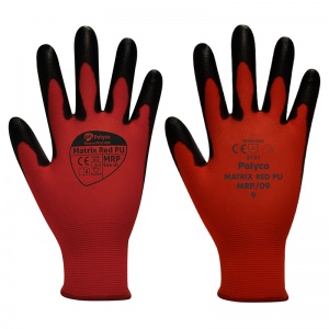 Polyco Matrix Red PU Palm-Coated Gloves MRP