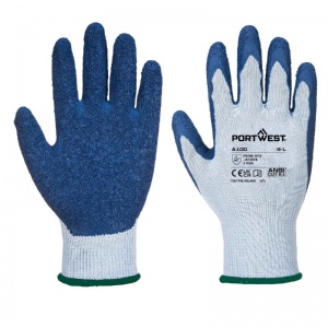 Portwest A100 Latex-Coated Grip Gloves (Grey/Blue)