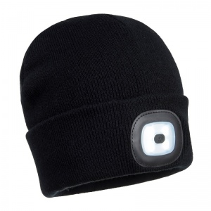 Portwest B029 Black Beanie with Rechargeable LED Light