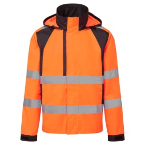 Portwest CD860 WX2 Eco Hi-Vis Sustainable Rain Jacket (Orange/Black)