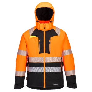 Portwest DX430 DX4 Hi-Vis Class 2 Waterproof Winter Jacket (Orange/Black)