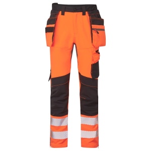 Portwest DX454 DX4 Class 2 Hi-Vis Detachable Holster Pocket Craft Trousers (Orange/Black)
