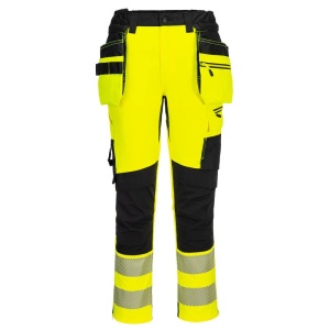 Portwest DX454 DX4 Class 2 Hi-Vis Detachable Holster Pocket Craft Trousers (Yellow/Black)