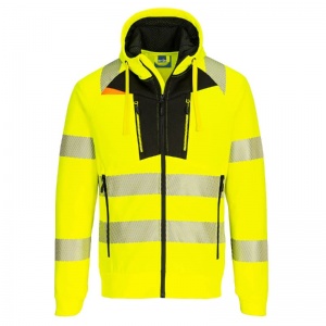 Portwest DX477 Hi-Vis Funnel Neck Hooded Reflective Sweatshirt (Yellow and Black)