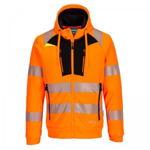 Portwest DX477 Hi-Vis Funnel Neck Hooded Reflective Sweatshirt (Orange and Black)