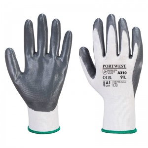 Portwest Nitrile Flexo Grey and White Grip Gloves A310GRW