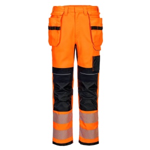 Portwest FR415 PW3 Flame Resistant HVO Holster Pocket Work Trousers (Orange/Black)