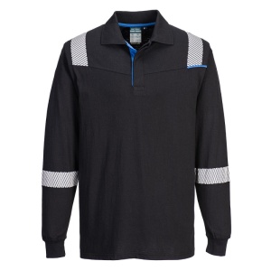 Portwest FR711 WX3 Flame Resistant Long Sleeve Polo Shirt (Black)