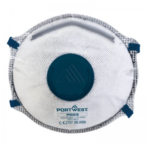 Portwest P223 FFP2 White Carbon-Valved Dolomite Respirators (Pack of 10)