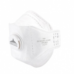 Portwest P391 EAGLE FFP3 Valved Dolomite Fold White Disposable Respirator Face Mask (Box of 10)