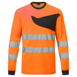 Portwest PW221 PW2 Hi-Vis Long Sleeve T-Shirt (Orange/Black)