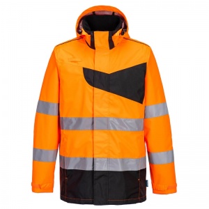 Portwest PW265 PW2 Hi-Vis Waterproof Rain Jacket (Orange/Black)