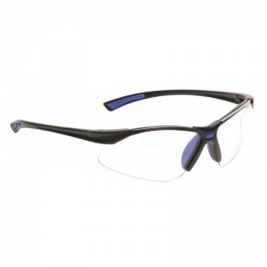 Portwest Clear Lens Bold Pro Safety Glasses with Blue Temples PW37BLU
