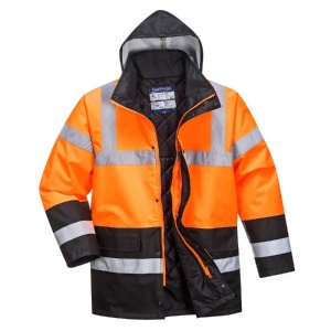Portwest S467 Hi-Vis Waterproof Contrast Winter Traffic Jacket (Orange/Black)
