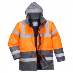 Portwest S467 Hi-Vis Waterproof Contrast Winter Traffic Jacket (Orange/Grey)
