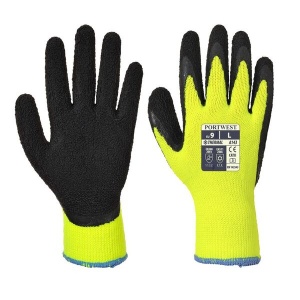 Portwest A143 Thermal Winter Latex Foam Coat Yellow and Black Gloves