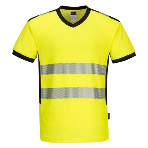 Portwest PW310 Hi-Vis Yellow and Black V-Neck T-Shirt
