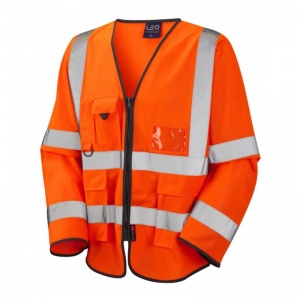 Leo Workwear S12 Wrafton Superior Orange Sleeved Hi-Vis Vest